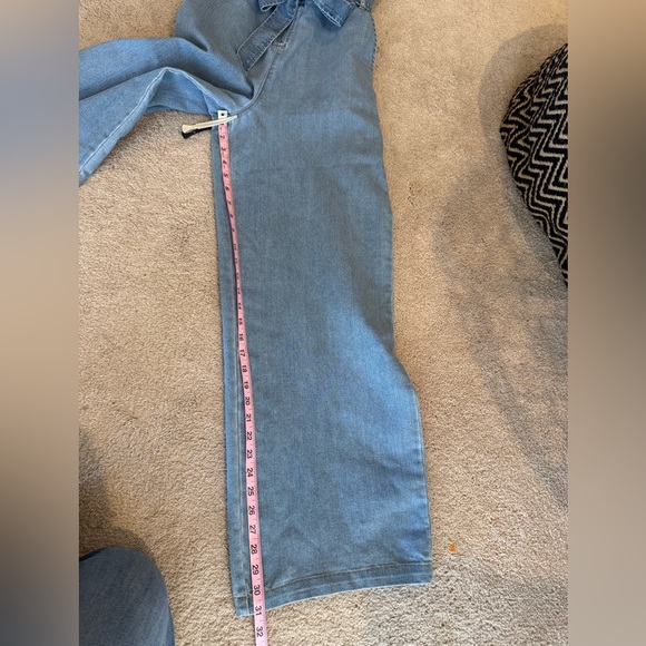 NWT Tinseltown Wide Leg, Ruffle Strap Denim Jumpsuit- size M - Picture 9 of 10